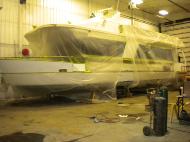 Servicing a boat in Frentress Lake Marine Center